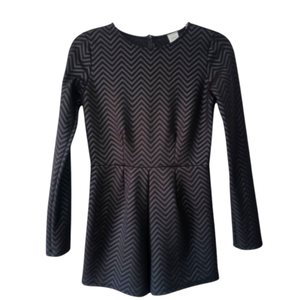 LIX Black Long Sleeve Textured Romper